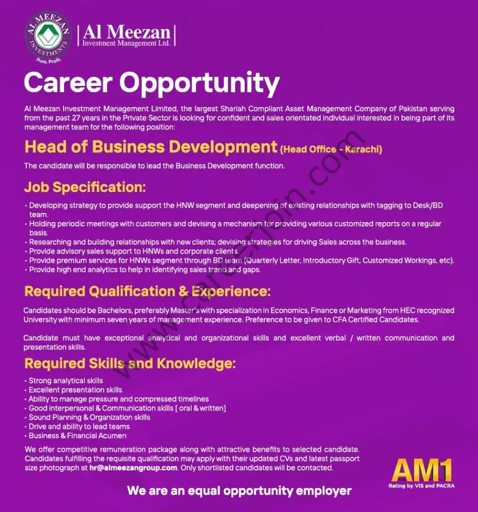 Al Meezan Investment Management Limited Jobs April 2022 02