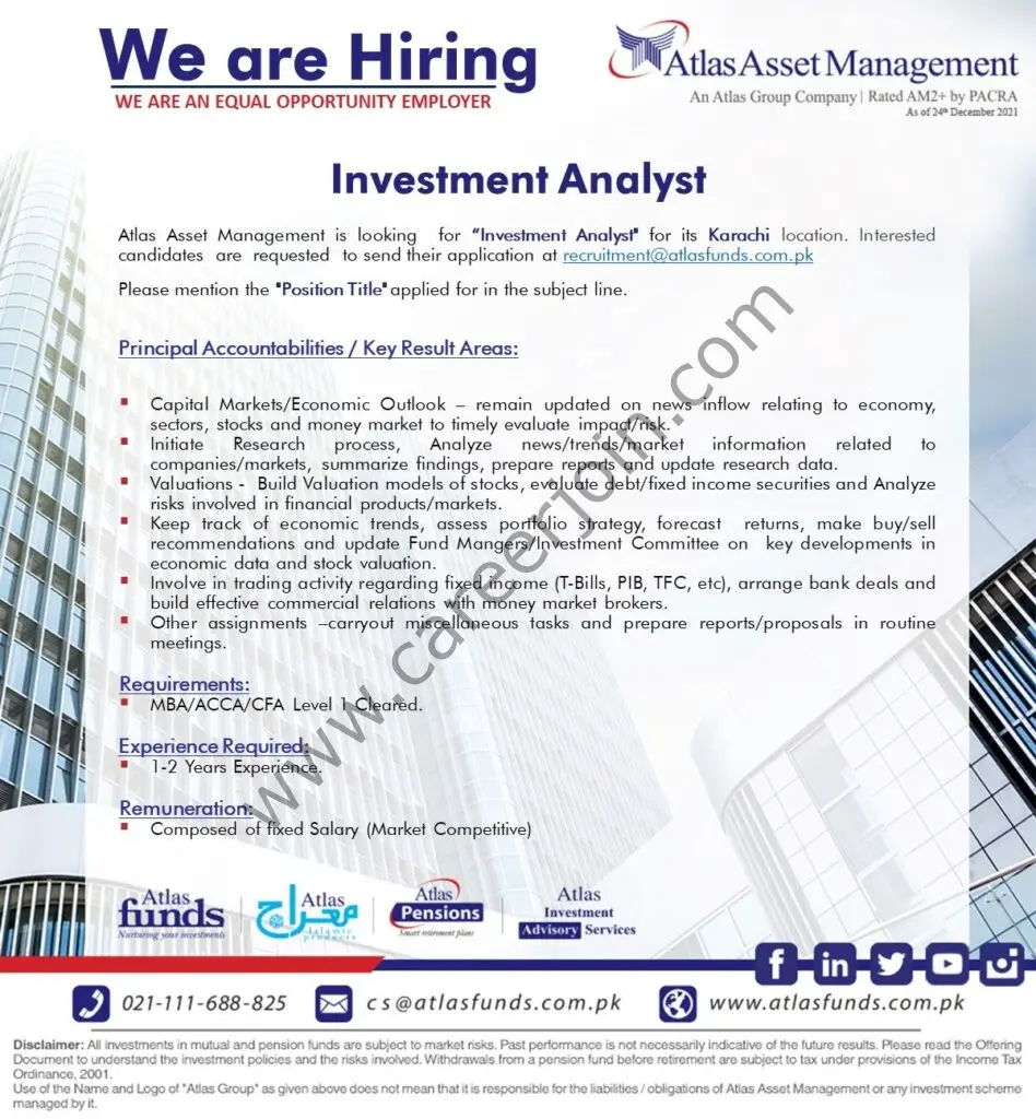 Atlas Asset Management Limited Jobs Investment Analyst 01