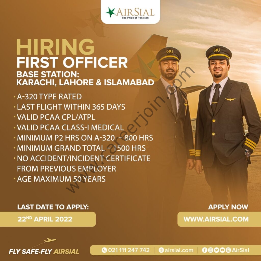 AirSial Limited Jobs First Officer 01