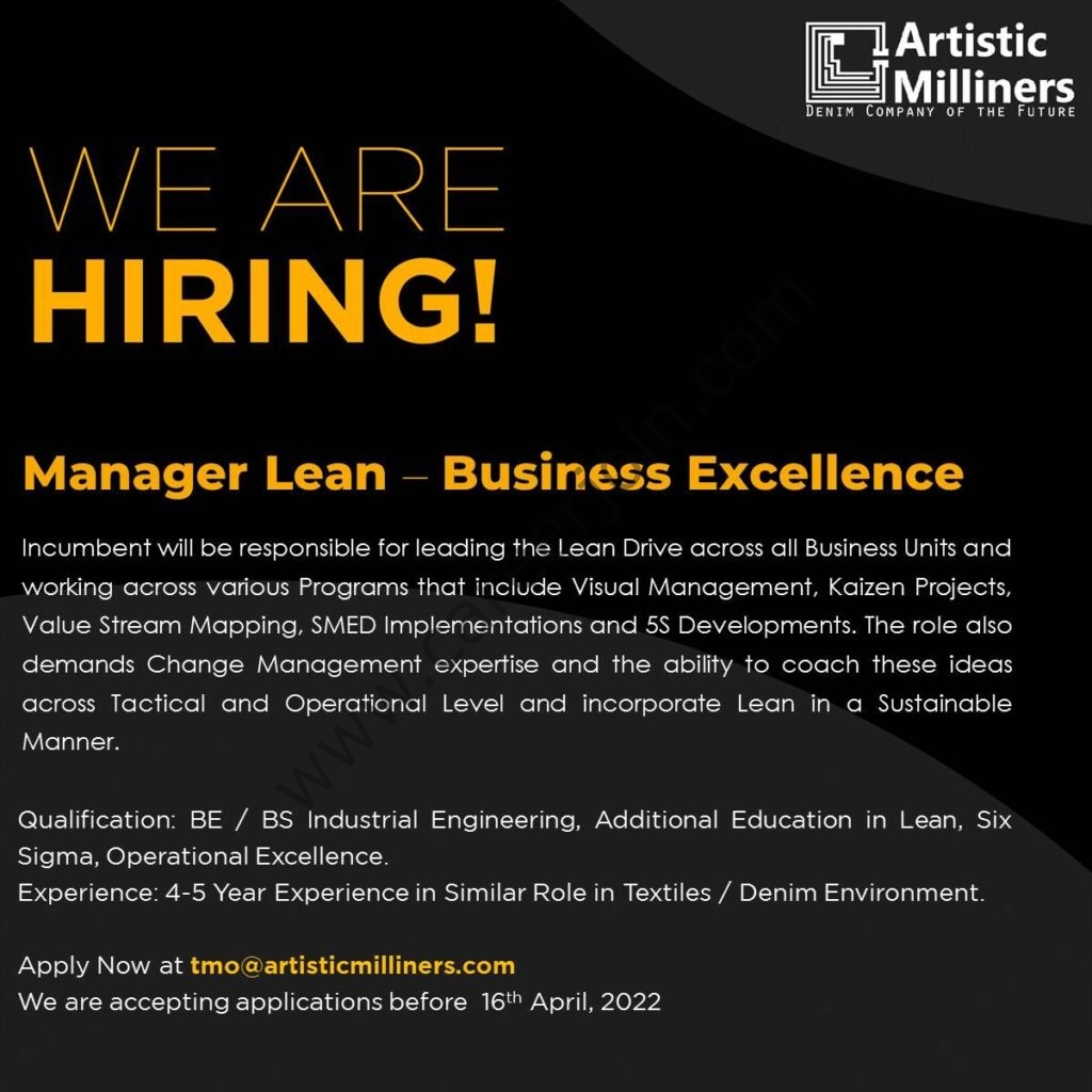 Artistic Milliners Pvt Ltd Jobs Manager Lean Business Excellence 01