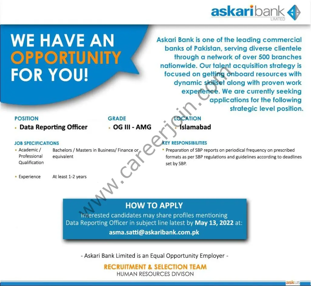 Askari Bank Limited Jobs May 2022 02