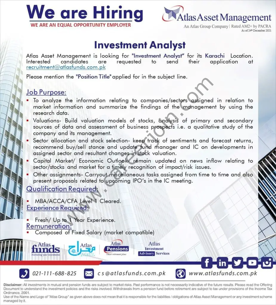 Atlas Asset Management Pvt Ltd Jobs Investment Analyst 01