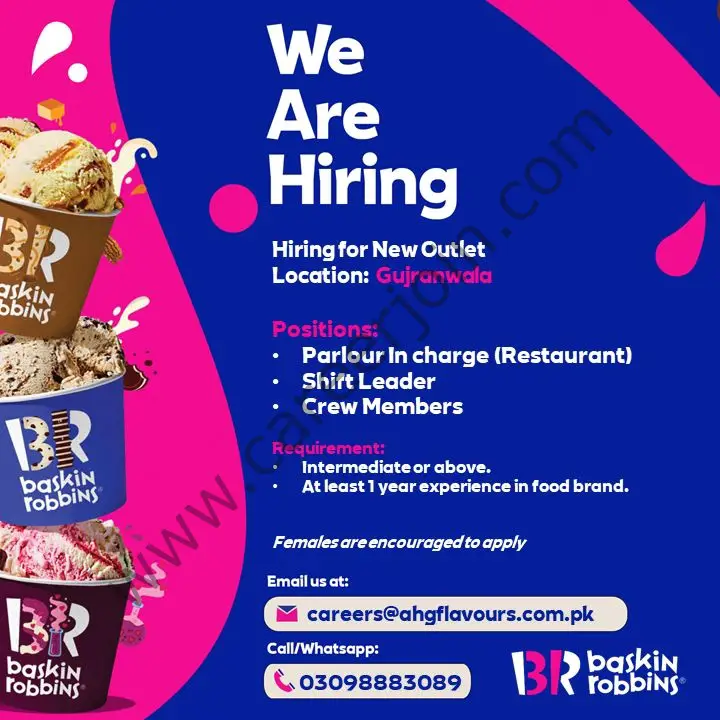 Baskin Robbins Pakistan Jobs 29 April 2022 01