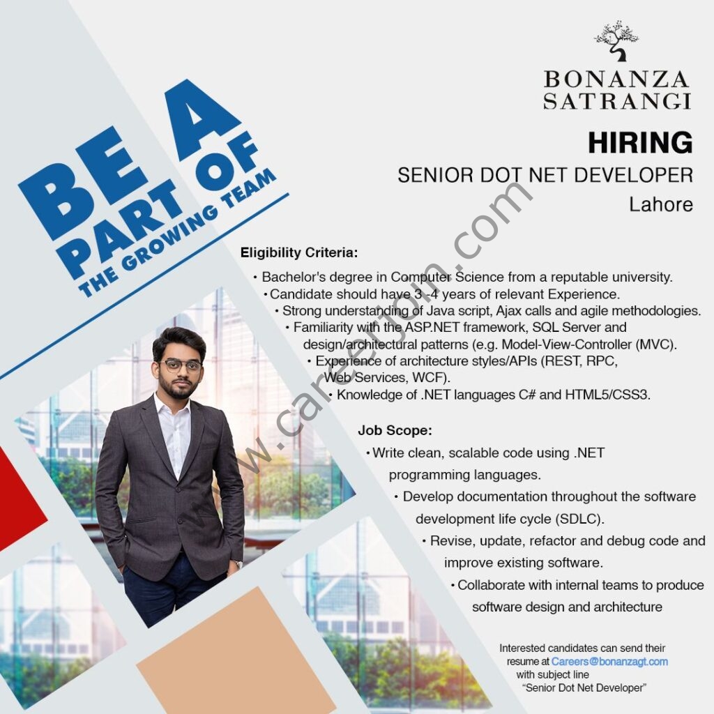 Bonanza Satrangi Jobs Senior Dot Net Developer 01