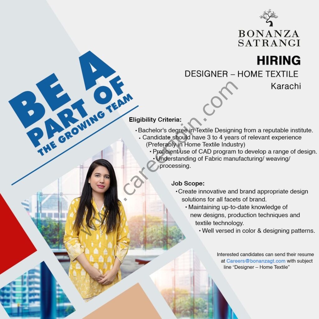 Bonanza Satrangi Jobs Designer Home Textile 01