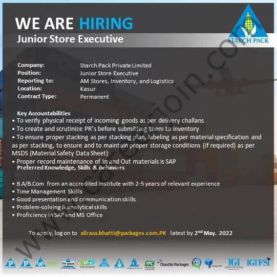 Startch Pack Pvt Ltd Jobs Junior Store Executive 01