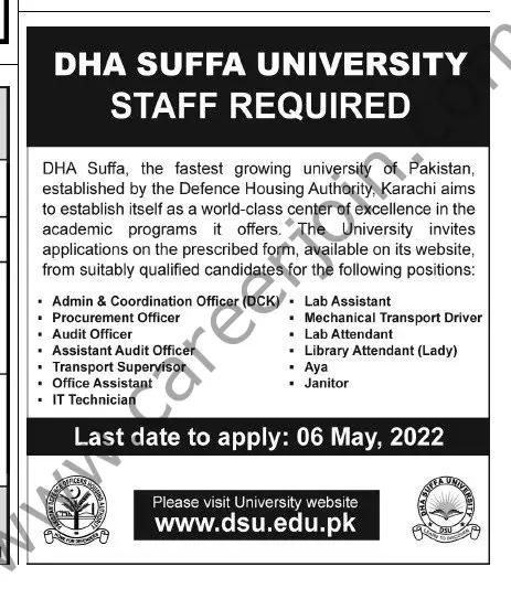 DHA Suffa University Jobs 17 April 2022 Express Tribune 01