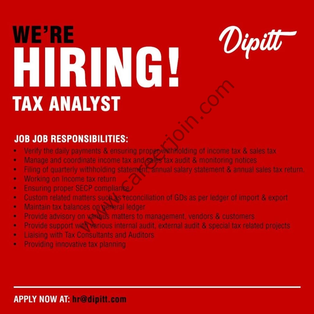 Dipitt Pakistan Jobs Tax Analyst 01
