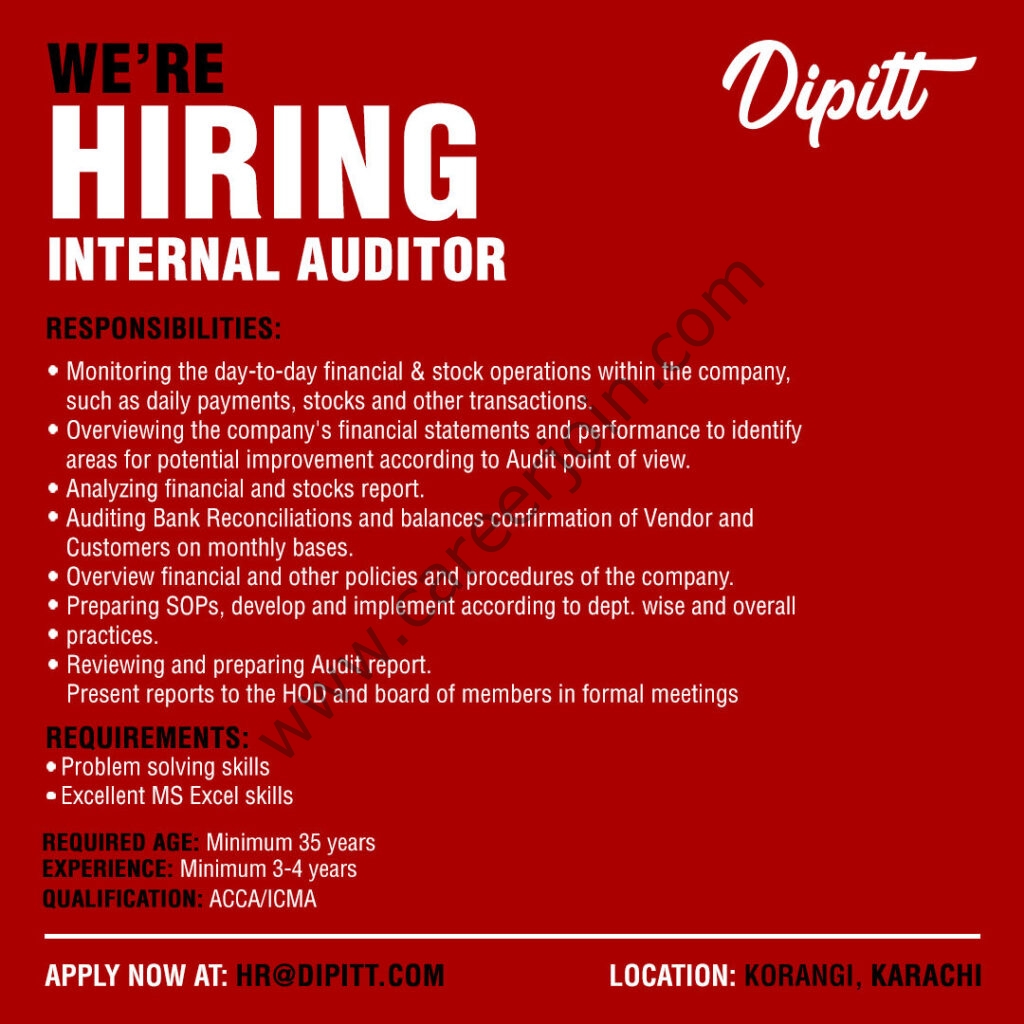 Dipitt Pakistan Jobs Internal Auditor 01