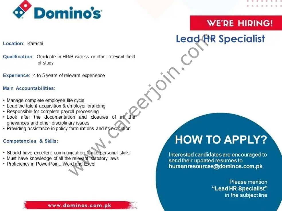 Domino's Pizza Pakistan Jobs April 2022 02