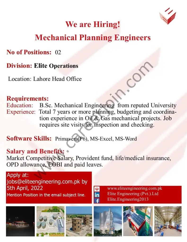 Elite Engineering Pvt Ltd Jobs Mechanical Planning Engineers 01