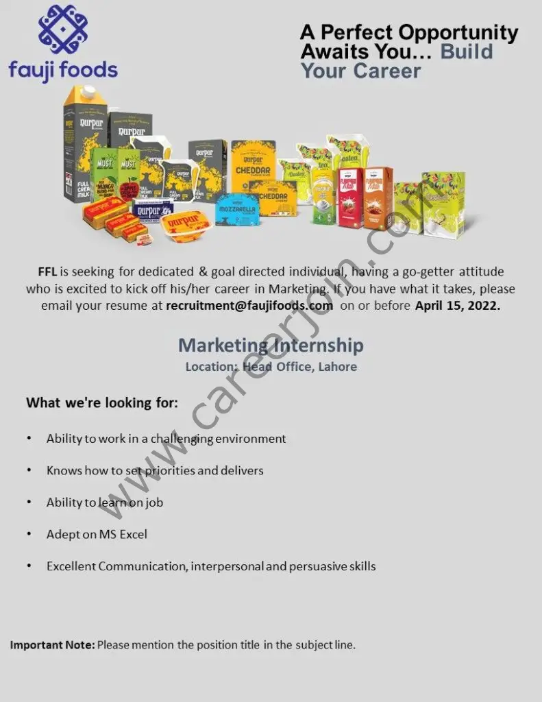 Fauji Foods Limited FFL Marketing Internship April 2022 01
