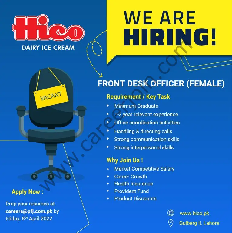 HICO Dairy Ice Cream Jobs Front Desk Officer 01