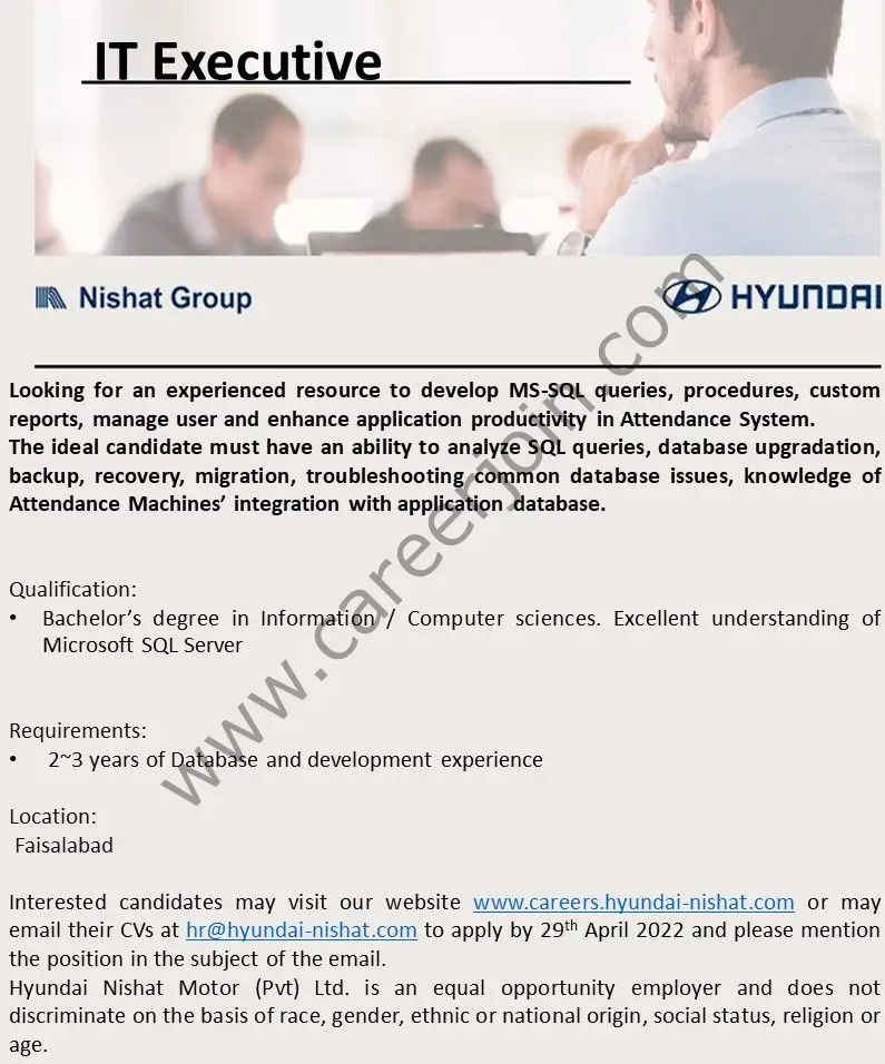 Hyundai Nishat Motor Pvt Ltd Jobs IT Executive 01