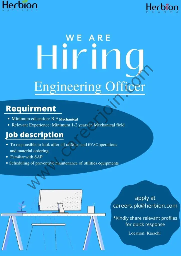 Herbion Pakistan Jobs Engineering Officer 01