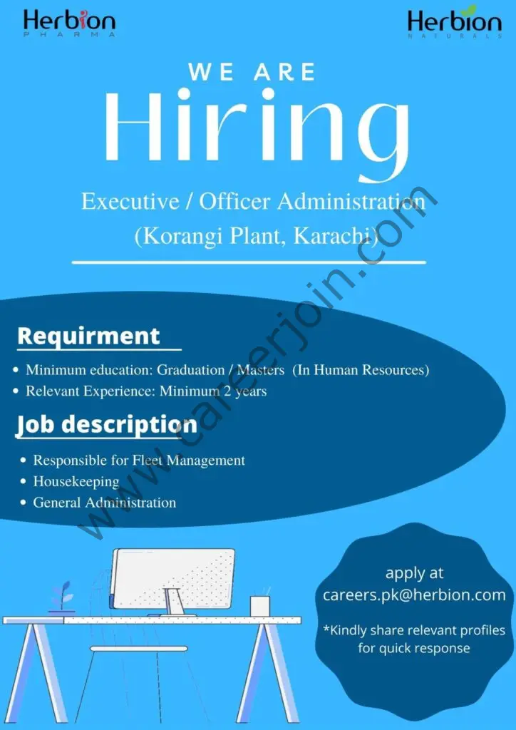 Herbion Pakistan Jobs Executive / Officer Administration 01