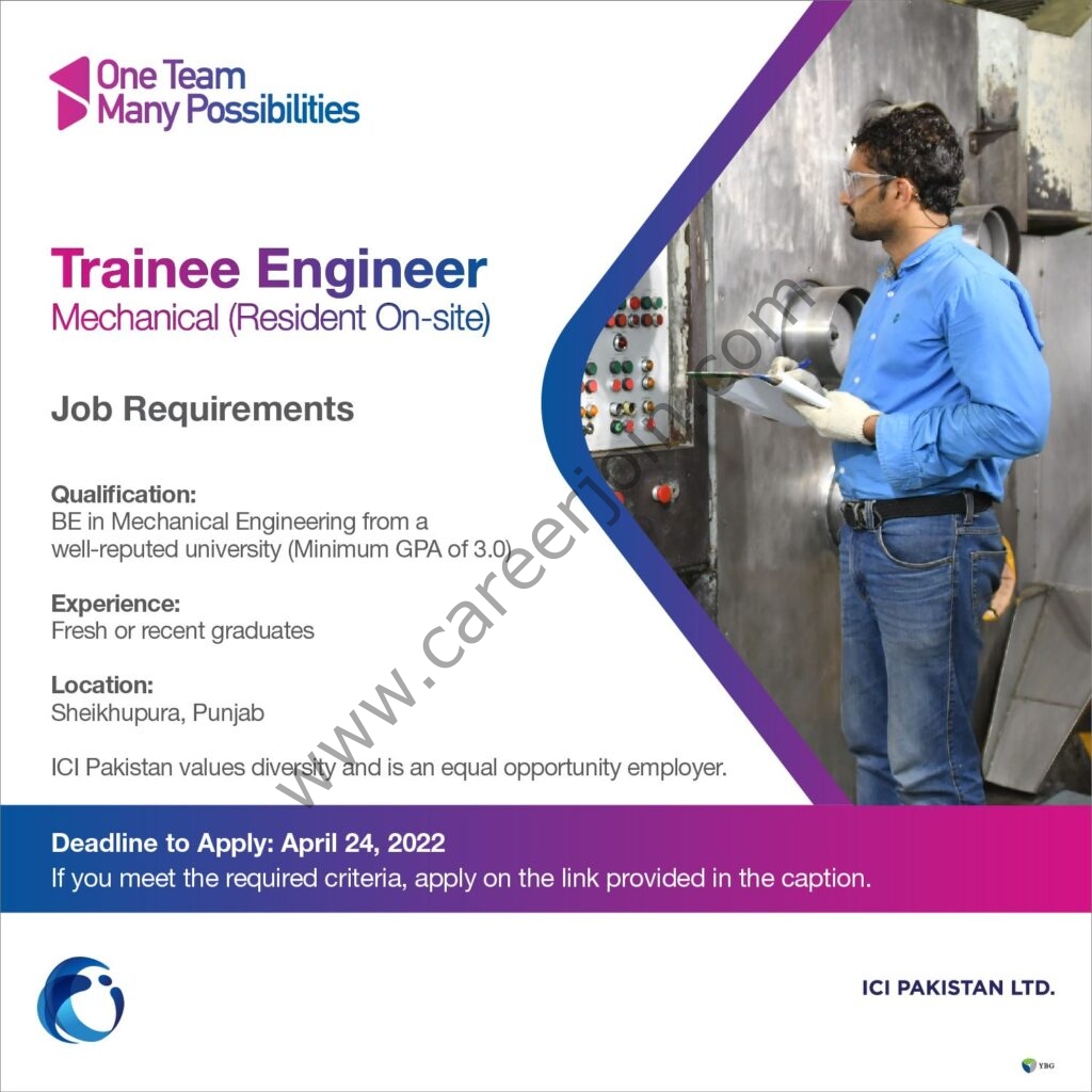 ICI Pakistan Limited Jobs Trainee Engineer Mechanical 01