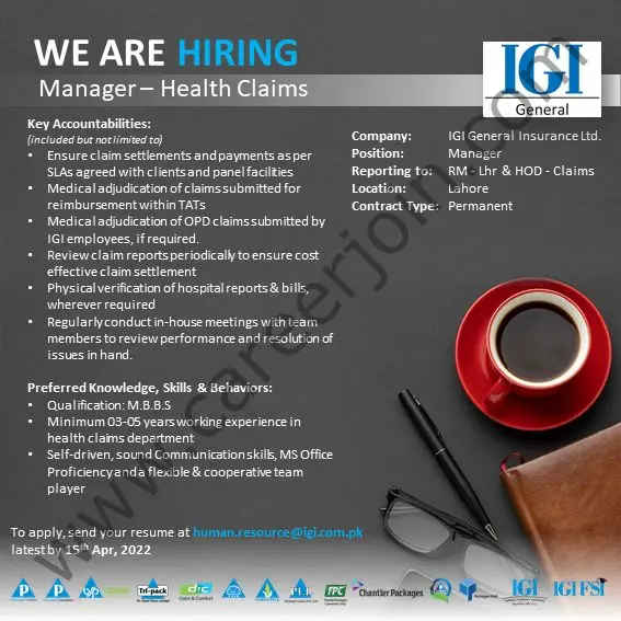 IGI General Insurance Limited Jobs Manager Health Claims 01