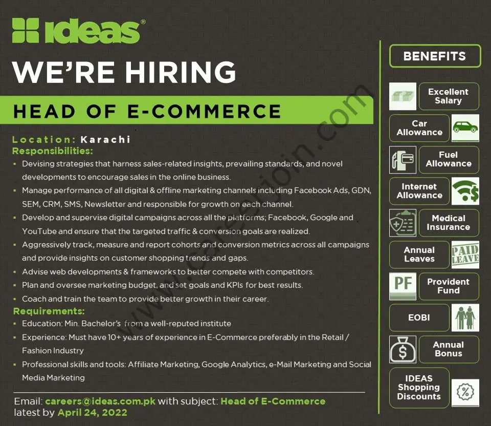 IDEAS By GulAhmed Jobs Head Of E-Commerce 01