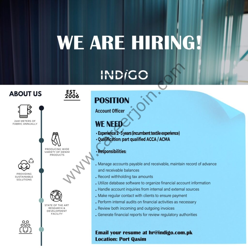 Indigo Textile Pvt Ltd Jobs Account Officer 01