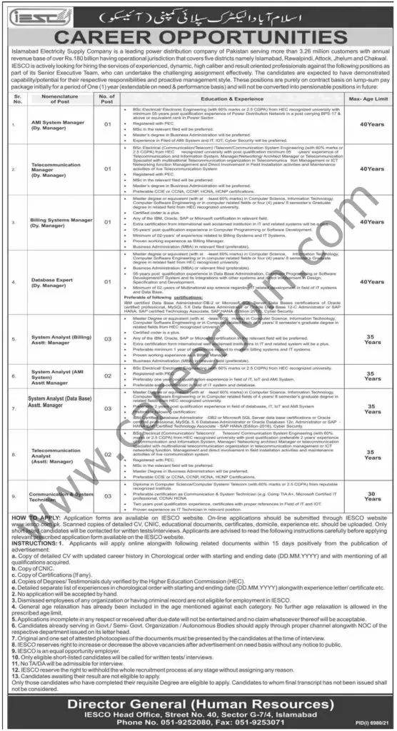 Islamabad Electric Supply Company IESCO Jobs 05 April 2022 Express Tribune 01