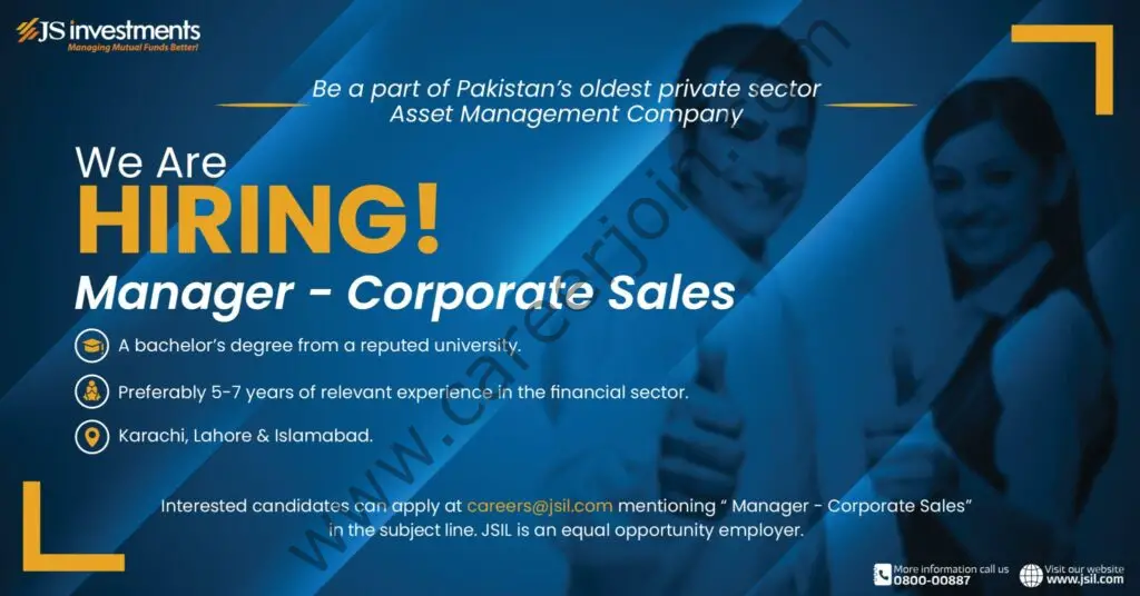 JS Investments Limited Jobs Manager Corporate Sales 01