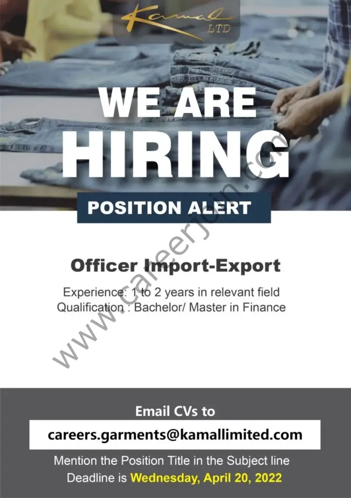 Kamal Limited Jobs Officer Import Export 01