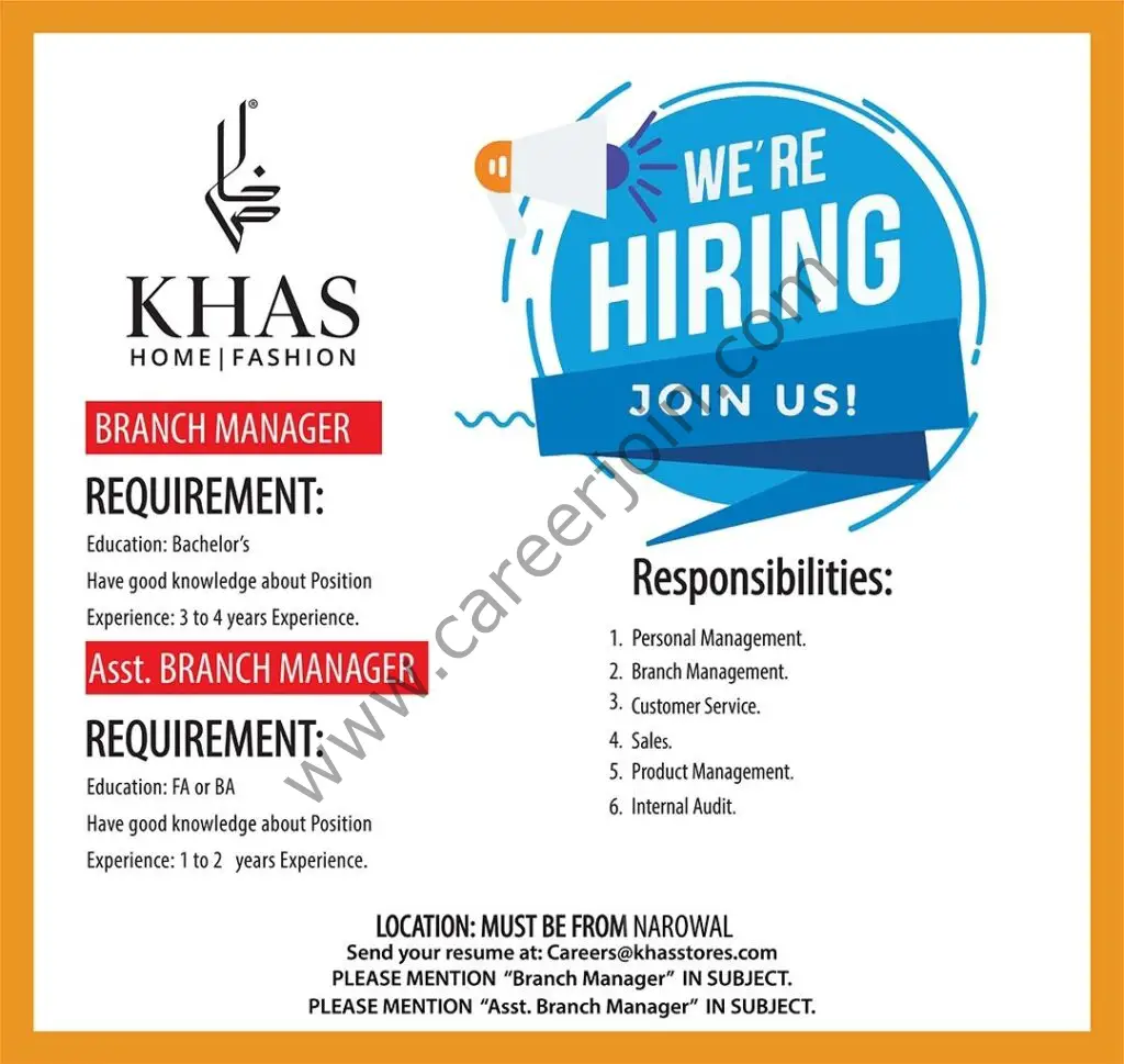 Khas Stores Pvt Ltd Jobs April 2022 01