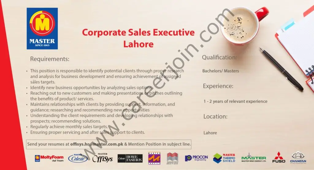 Master Group Of Companies Jobs Corporate Sales Executive 01