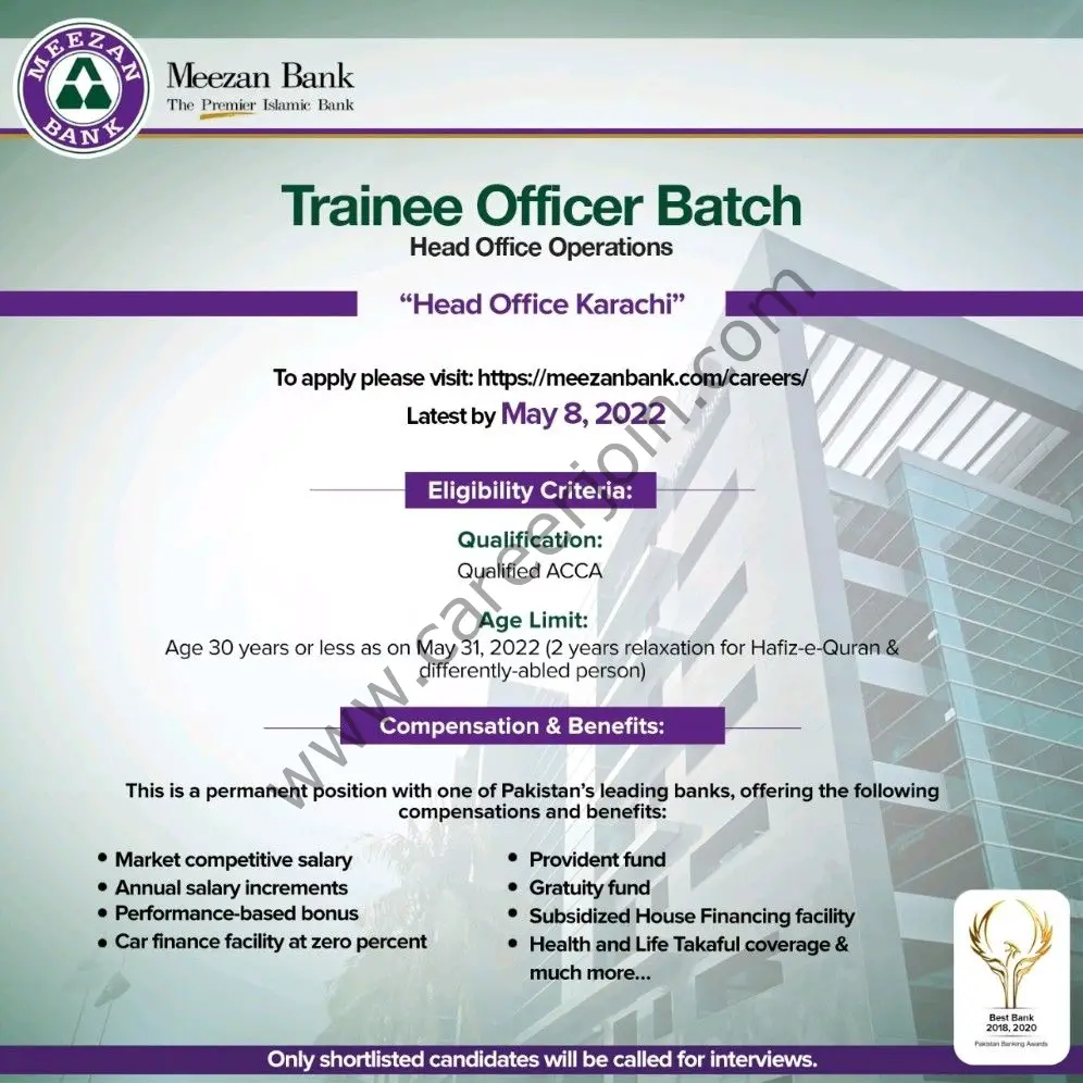 Meezan Bank Limited Trainee Officer Batch 2022 01