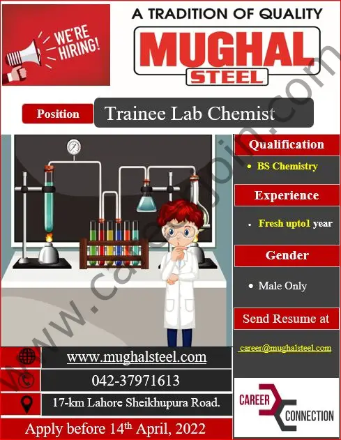 Mughal Iron & Steel Industries Limited MISIL Jobs Trainee Lab Chemist 01