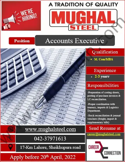 Mughal Iron & Steel Industries Limited MISIL Jobs Accounts Executive 01