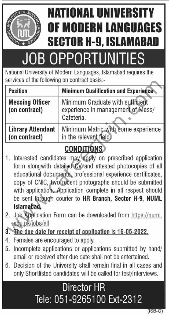 National University of Modern Languages NUST Islamabad Jobs 28 April 2022 Dawn 01