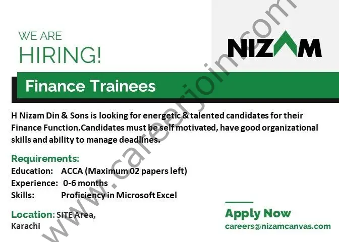 Nizam Canvas Jobs Finance Trainee  01