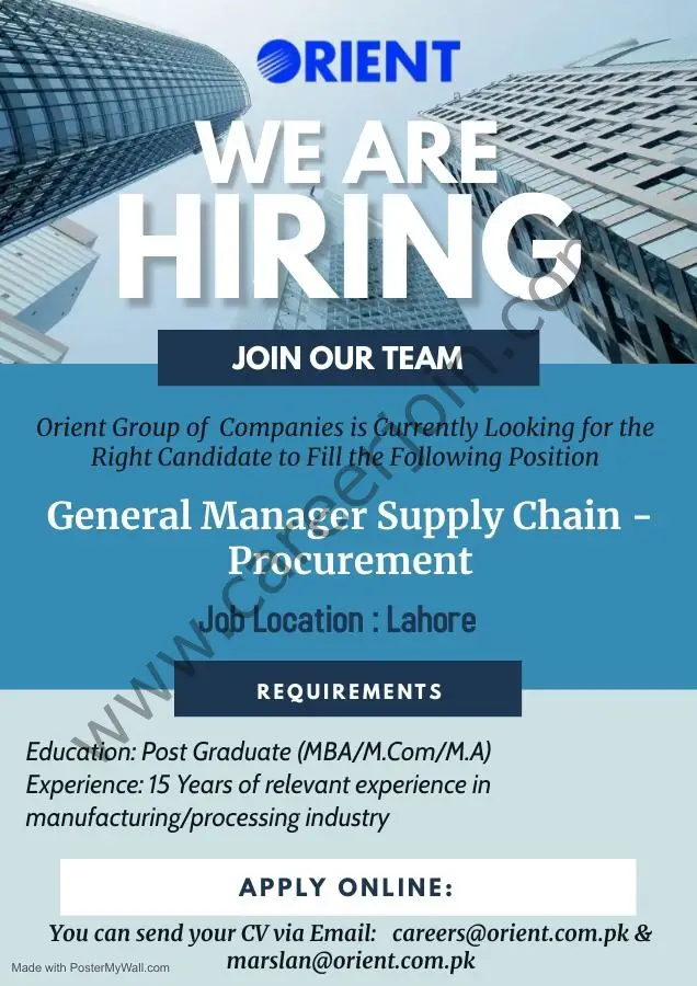 Orient Group Of Companies Jobs General Manager Supply Chain Procurement 01