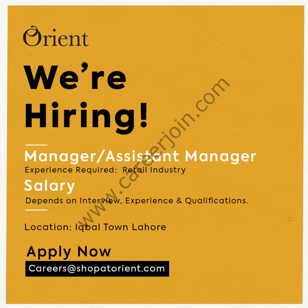 Orient Textile Mills Limited Jobs Manager / Assistant Manager 01
