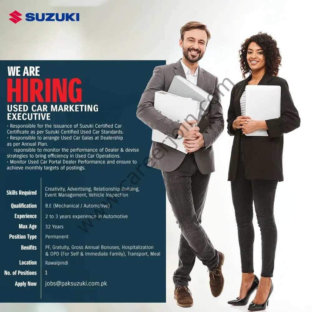 Pak Suzuki Motor Company Limited Jobs Used Car Marketing Executive 01