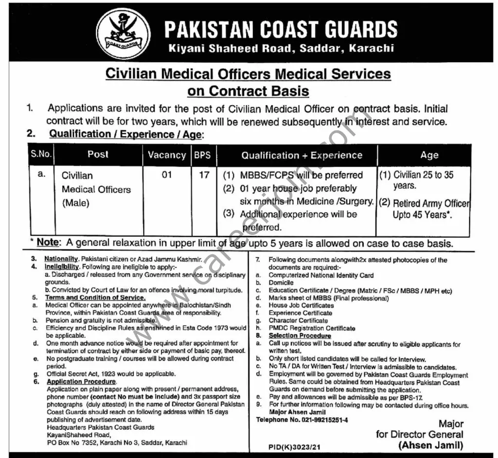 Pakistan Coast Guards Jobs 17 April 2022 Dawn 01