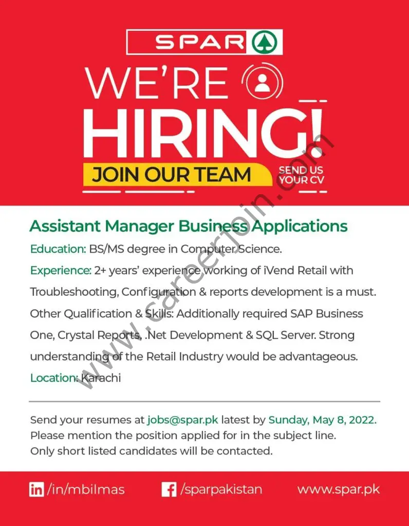 SPAR Pakistan Jobs Assistant Manager Business Applications 01