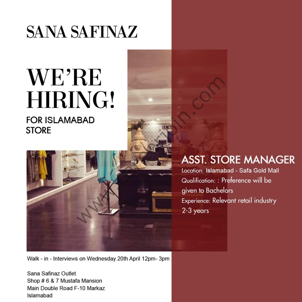 Sana Safinaz Jobs Assistant Store Manager 01