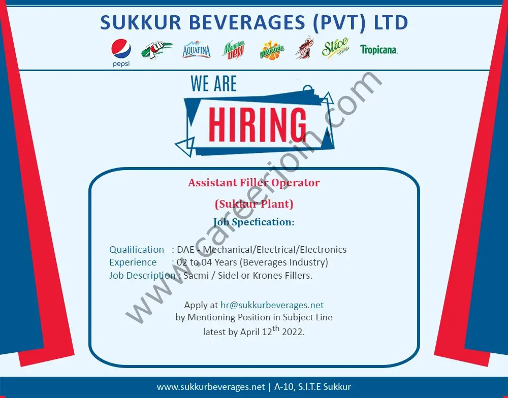 Sukkur Beverages Pvt Ltd Jobs April 2022 01