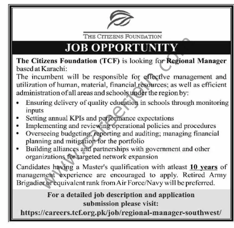 The Citizens Foundation TCF Jobs Regional Manager
