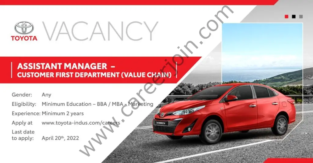 Toyota Indus Motor Company Limited Jobs Assistant Manager Customer 01