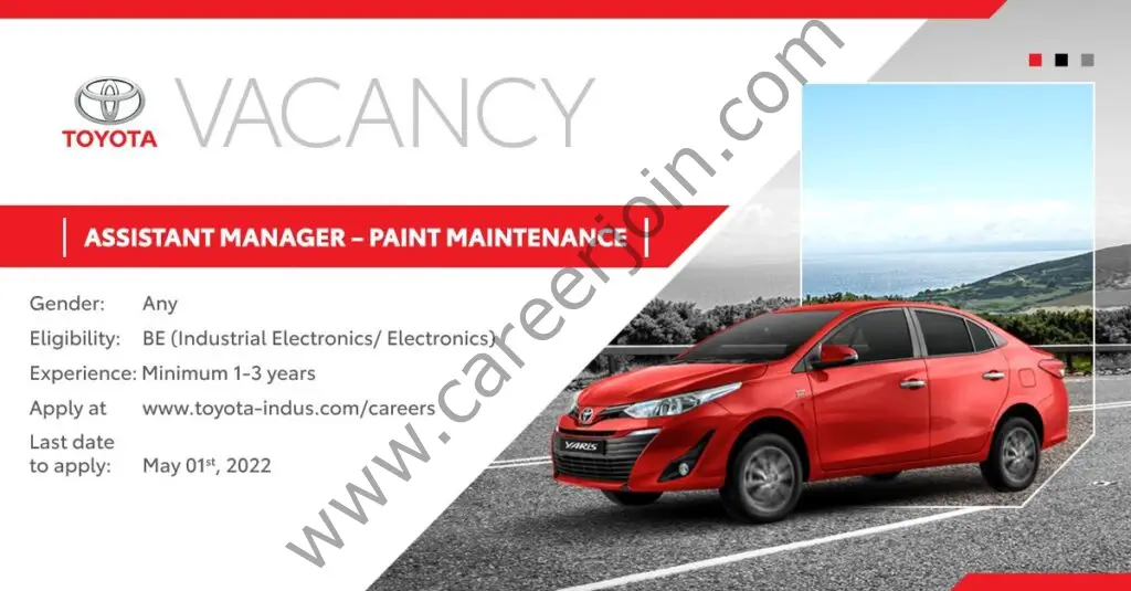 Toyota Indus Motor Company Limited Jobs Assistant Manager Paint Maintenance 01
