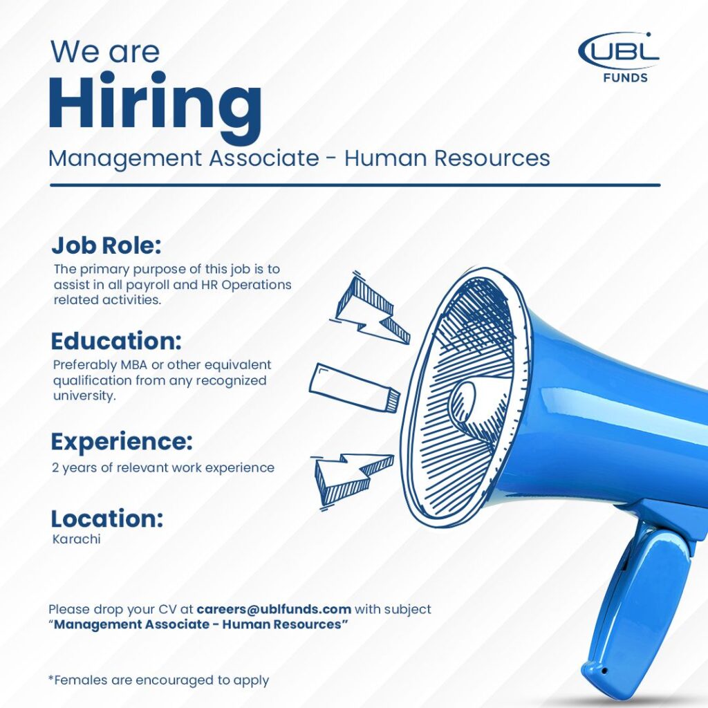 UBL Funds Manager Jobs Management Associate Human Resources 01