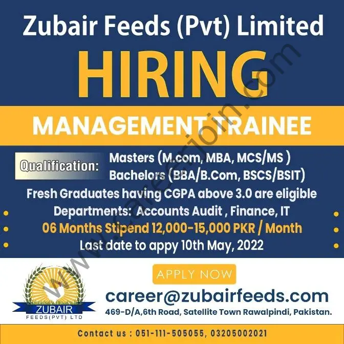 Zubair Feeds Pvt Ltd Jobs Management Trainee 01