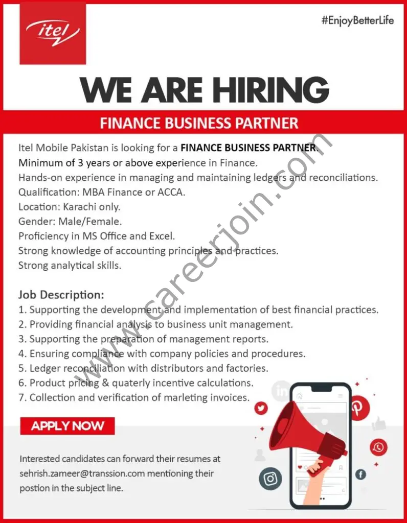 Itel Mobile Pakistan Jobs Finance Business Partner 01