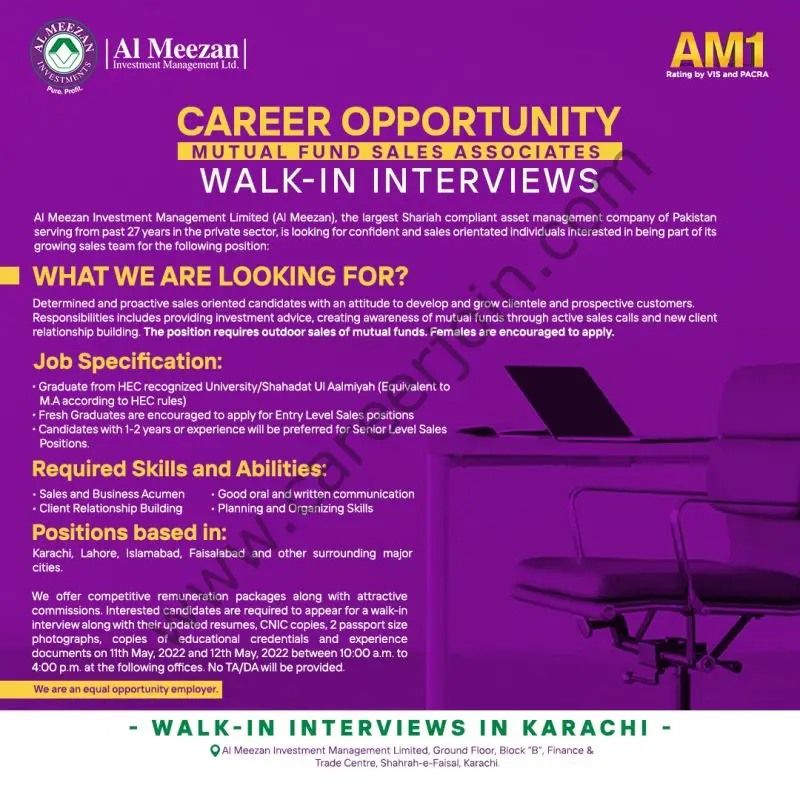 Al Meezan Investment Management Limited Walk In Interviews May 2022 01