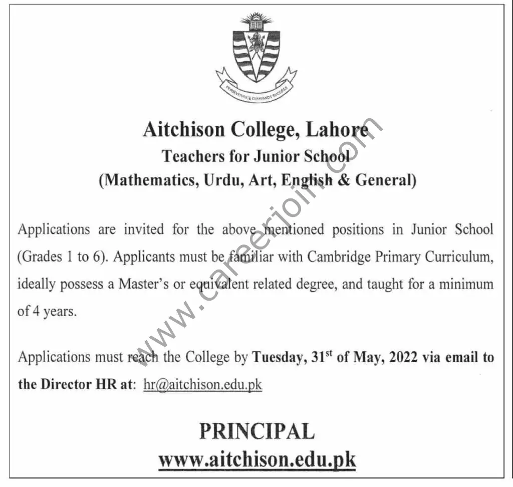 Aitchison College Lahore Jobs 22 May 2022 Dawn 1