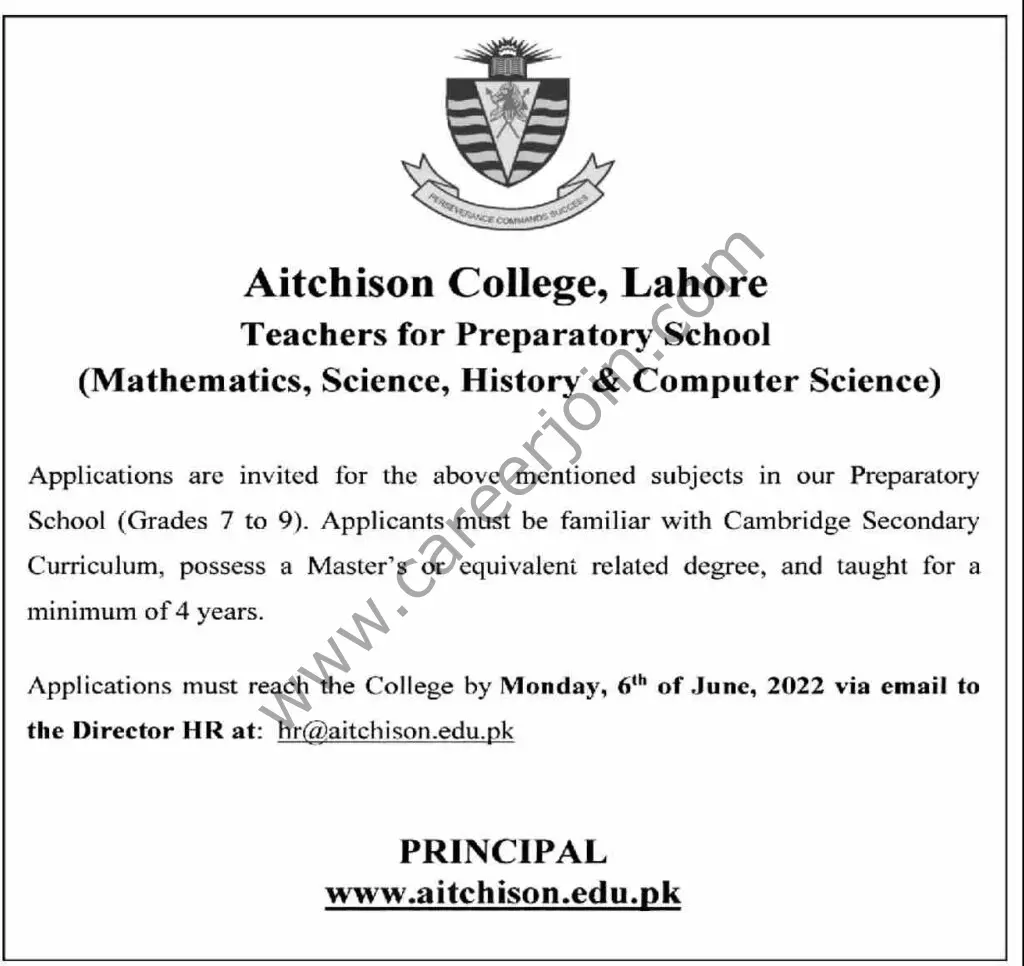 Aitchison College Lahore Jobs 29 April 2022 Dawn 1
